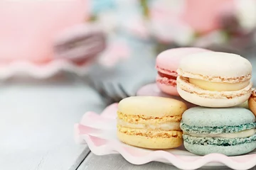Foto auf Acrylglas Macarons Süße pastellfarbene Macarons