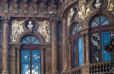Fototapeta na wymiar detail of the facade of the theater Bellini of Catania