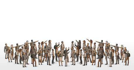 Naklejka premium Big group of people looking and pointing