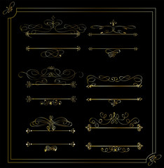  Decorative golden calligraphic design elements and page decor -vector set  