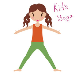 Gymnastics for children and healthy lifestyle.  Kid's youga. Vector illustration.