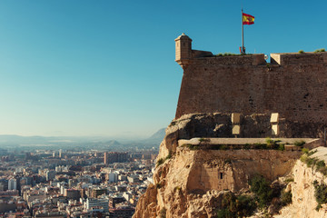 Castle of Santa Barbara and view of Alicante city. Spain - obrazy, fototapety, plakaty