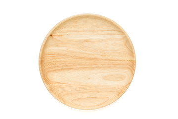 Isolated round wooden plate
