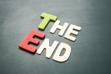 The End wording on blackboard