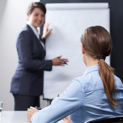 Employees listening interesting presentation