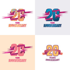 20 years anniversary vector icon set
