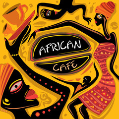 Africa Cafe, Abstract African Characters (Vector Art) - 109879085