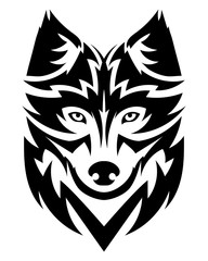 Beautiful wolf tattoo.Vector wolf's head as a design element on isolated background