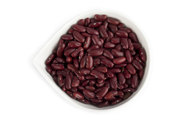 top view image of red beans on white bowl