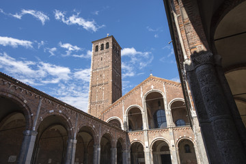 Sant'Ambrogio Basilica, a medieval church in Milan, Italy.