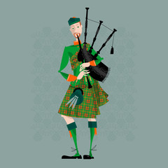 Scottish Bagpiper in uniform. Scottish tradition.