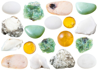 set of various opal natural gemstone