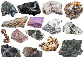 set of various natural mineral stones and rocks