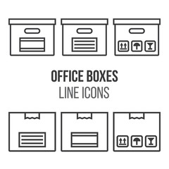 collection of boxes and package in line style design