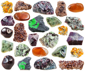 set of various garnets natural stones and crystals