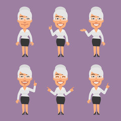 Old Businesswoman Pointing and Showing