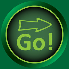 Icon green word go and arrow