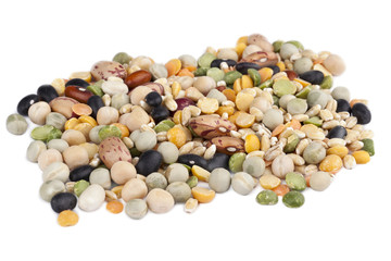 scattered beans on white.