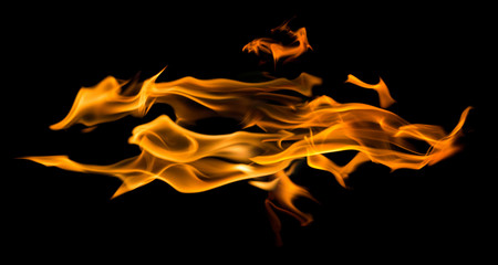 orange flame sparks isolated on black