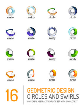 Geometric abstract circles and swirls icon set