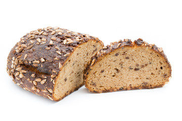 Rye bread isolated on white background.