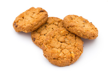 Oatmeal cookies with isolated background.