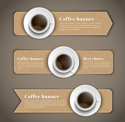 Design coffee banners with a cup of coffee.