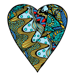 hearts in zentangle style