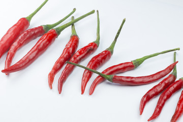 Red chillies with white background