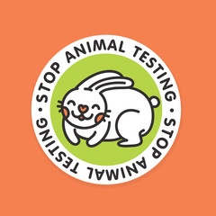 Stop animal testing rabbit vector badge illustration