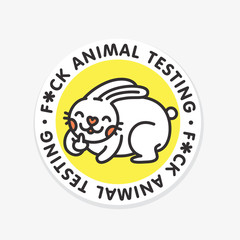 Stop animal testing vector sticker illustration