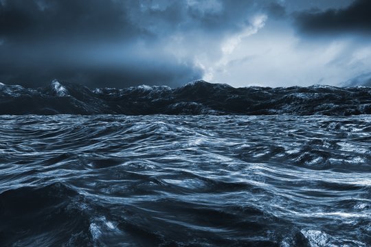 Composite image of rough blue ocean