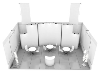 Blank trade show booth mock up. 3D rendering