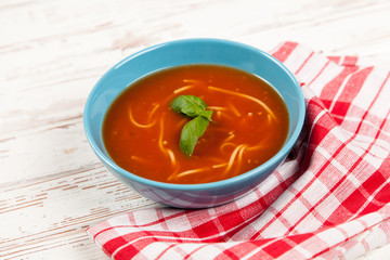 Tomato soup and basil