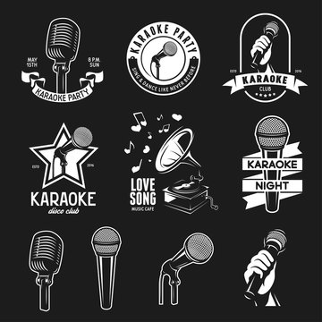 Kids karaoke emblem stock vector. Illustration of logo - 101707288