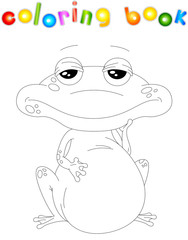 Funny cartoon frog. Coloring book