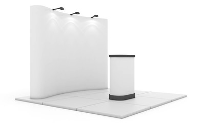 Trade exhibition stand, Exhibition Stand round, 3D rendering 