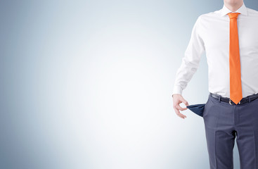 Unemployment concept empty pockets