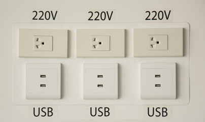 wall electric connection plug and phone charging port with cable