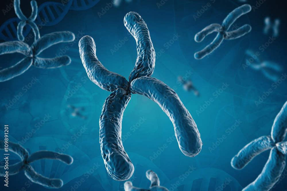 Wall mural blue chromosome on blue background