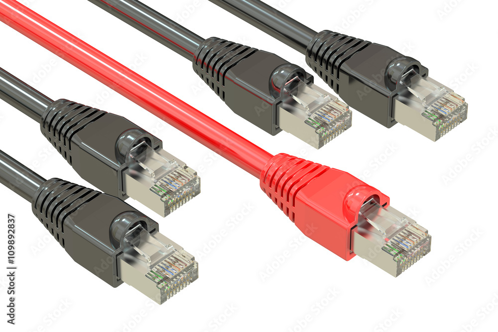 Poster computer network cables, internet speed concept. 3d rendering