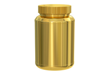 blank golden jar, 3D rendering
