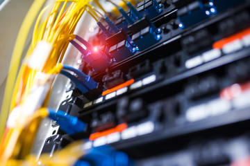 fiber optic with servers in a technology data center