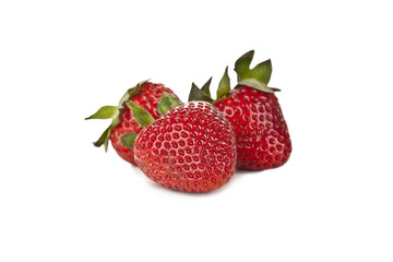 three fresh strawberries