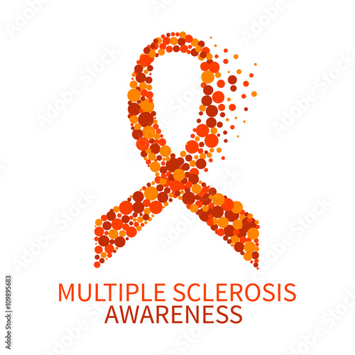 "Multiple sclerosis ribbon. Multiple sclerosis awareness poster with an