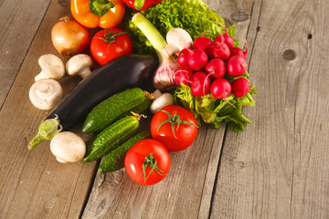Vegetables . Fresh Bio Vegetable in a Basket. Over Nature Background