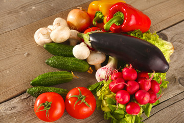 Vegetables . Fresh Bio Vegetable in a Basket. Over Nature Background