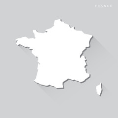 France Long Shadow Vector Map