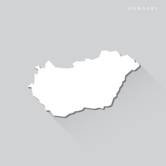 Hungary Long Shadow Vector Map