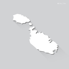 Malta Long Shadow Vector Map